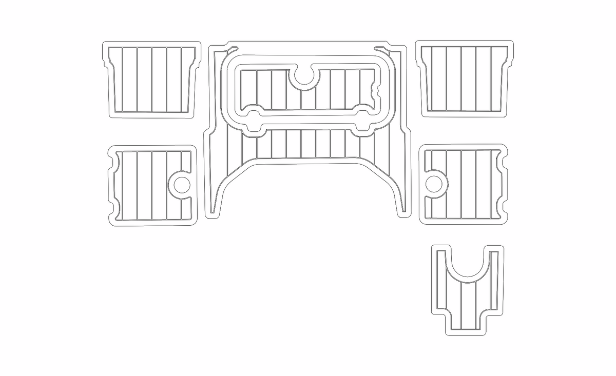 Key West 210 Bay Reef 7-section back deck – Black/White proof