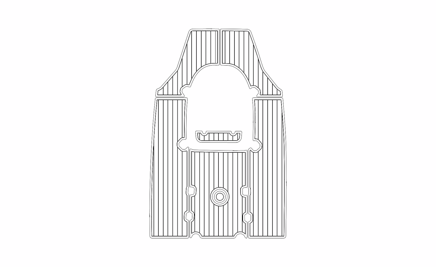 Key West 210 Bay Reef cockpit floor – 7-section black and white routing proof